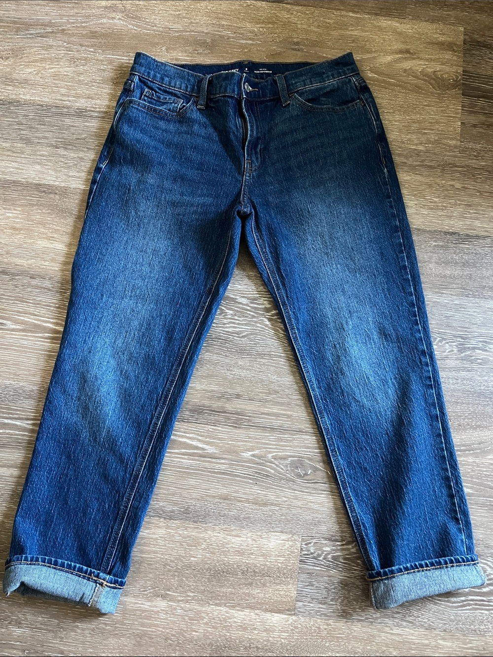 Women’s Old Navy WOW Boyfriend mid-rise Dark Blue Denim Jeans 6 short